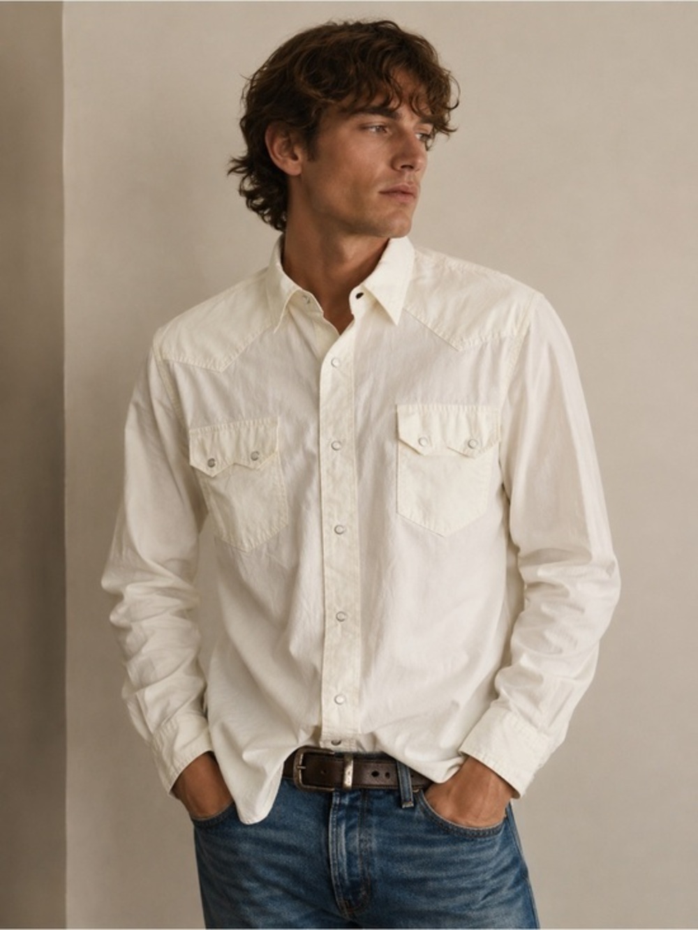 Levis Ivory Western Snap Button Shirt XL Cowboy Rodeo Americana Workwear